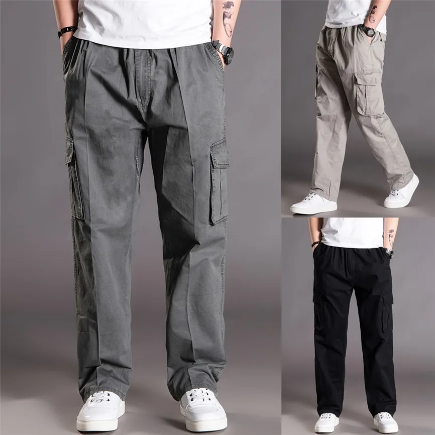 Мужские повседневные брюки, модные свободные однотонные уличные спортивные штаны длиной до щиколотки, мужские уличные длинные штаны