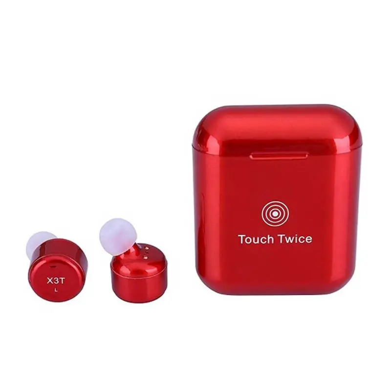 X3T Touch Control True Wireless Bluetooth Earbuds Earphone Mini Sport Earphones With Charging Case for Smart Phones - Цвет: Красный