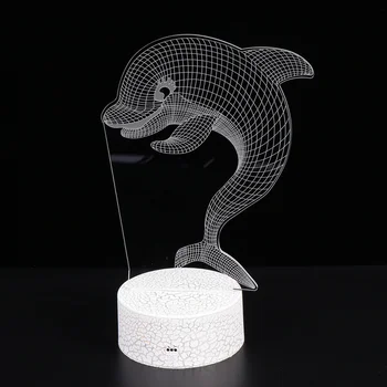 

Colorful Night Light Acrylic Board Cartoon Dolphin LED Lamp Remote Control USB Powered Sleeping Lamp Cute Bedside Lamp