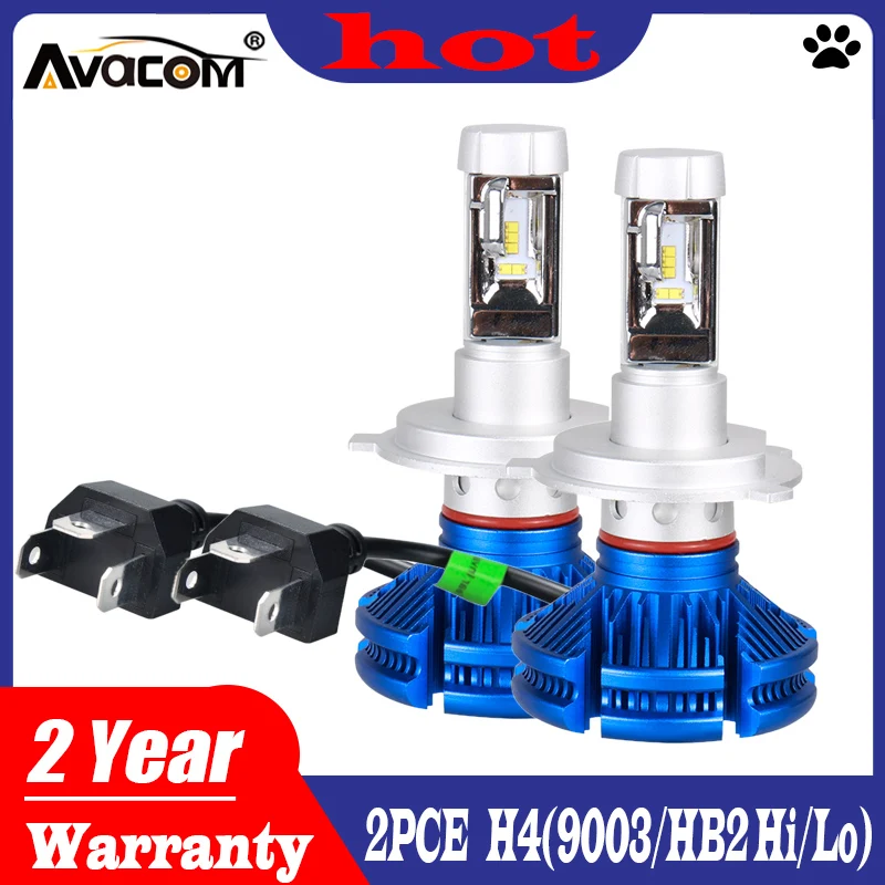 Avacom 2 шт. светодиодные H4 Автомобильные фары 12000lm мини лампы Авто ZES 12V 24V 6500K Hi low Beam