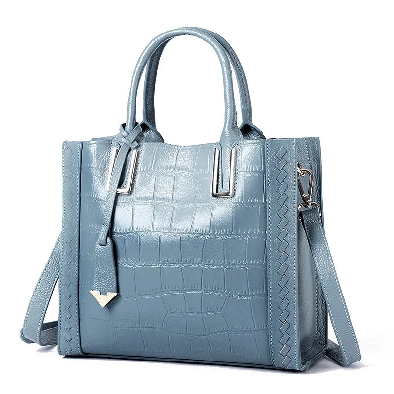

Full-grain Leather WOMEN'S Shoulder Bag Women's 2019 New Style Crocodile Pattern Weaving Handbag Women's WOMEN'S Leather Bags La