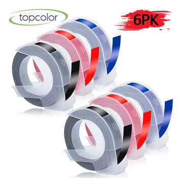 

Topcolor 6PK Black Blue Red Printer Ribbon 9mm Replace Dymo Label Maker Manual Labeller Typewriter Motex E101 Machine Embosser