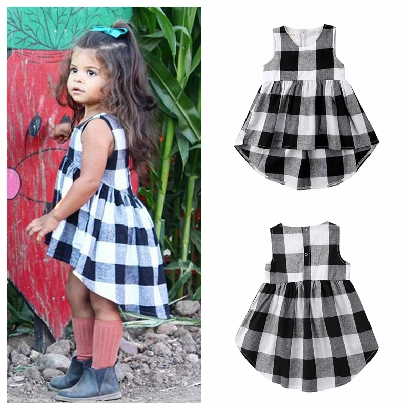 2020 Kids Girl Sleeveless Dress 2-7 T Summer Plaid Cotton Princess Simple Casual Dresses Kid Outfit | Детская одежда и обувь