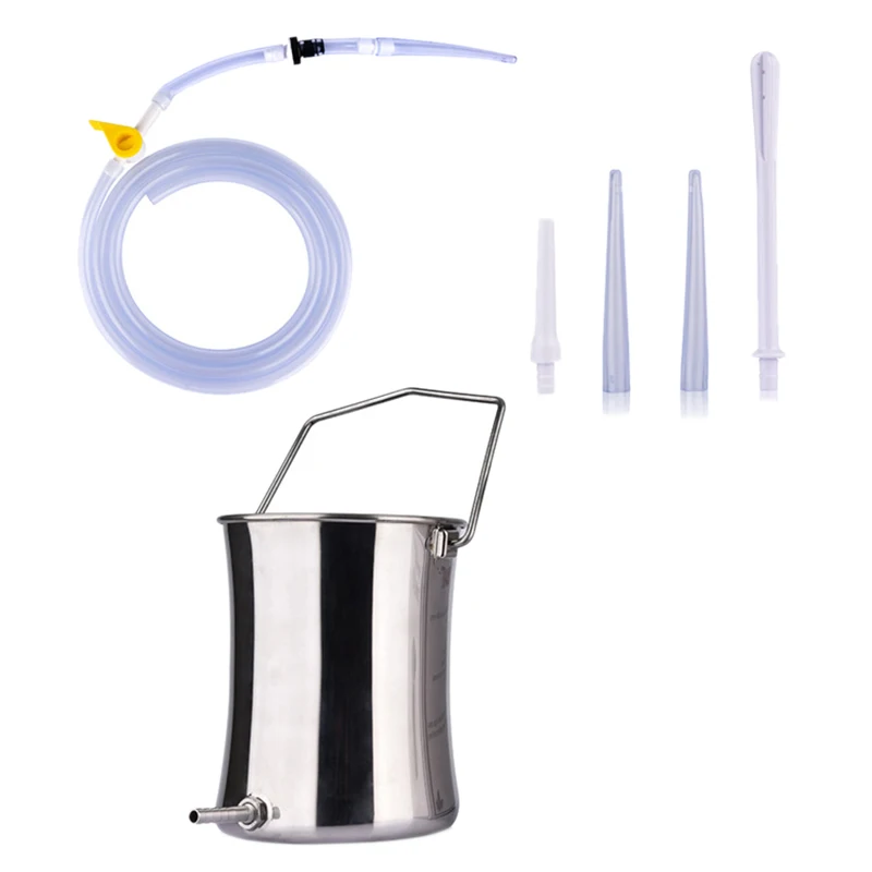 

2L Medical Health Stainless Steel Enema Bucket Suitable for Colon Cleansing Reusable Constipation Cleaning Detoxification Cleans