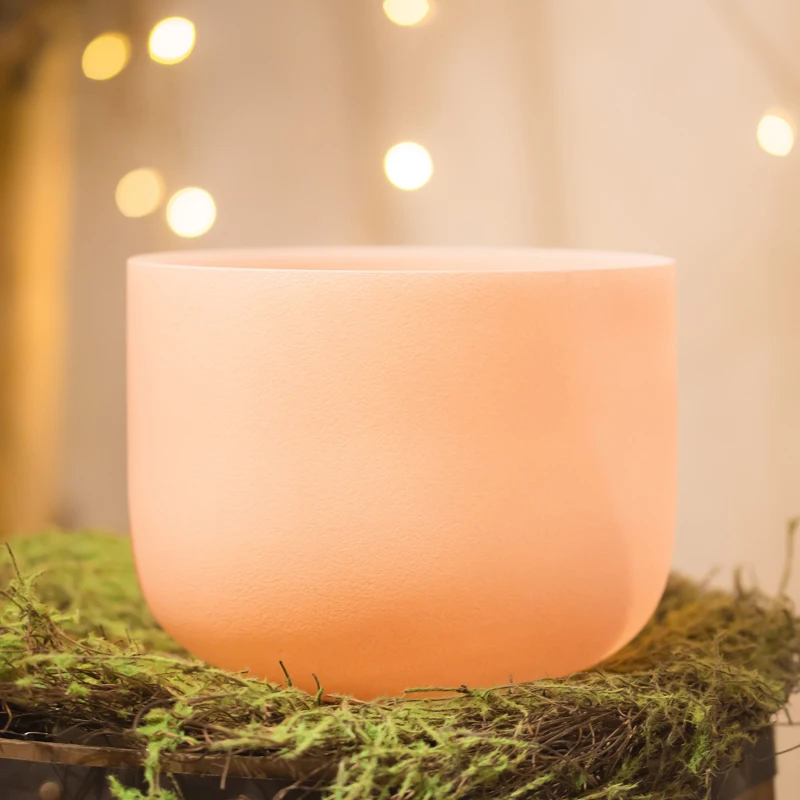 8" Light orange Color D Frosted Quartz Crystal Singing Bowl Meditation YOGA | Спорт и развлечения