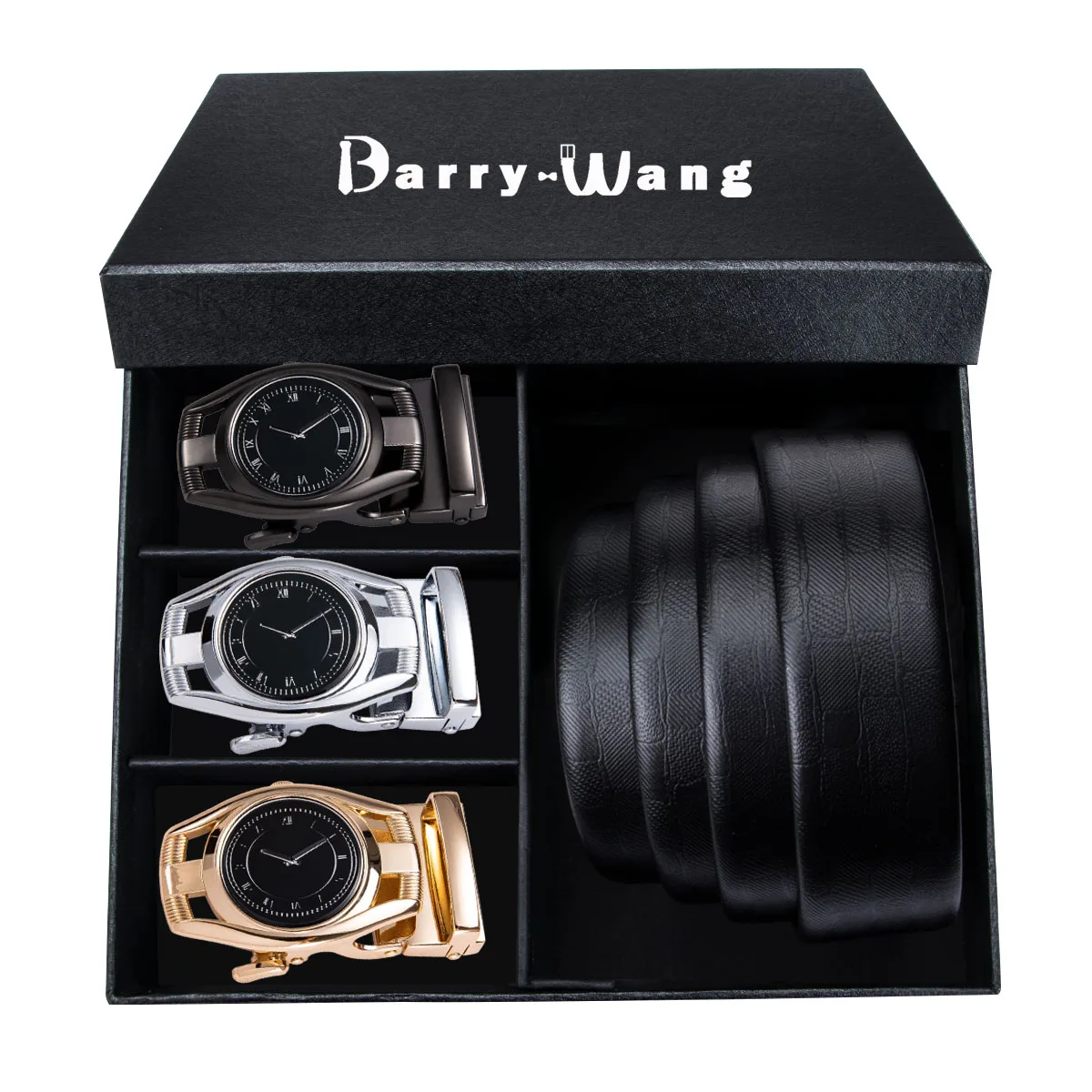 2102-2103-2104-DE PT-0010 Barry. Wang, автоматическая пряжка, натуральная кожа, роскошный зеленый ремень для мужчин, 110-130 см, длинная Пряжка из сплава, мужской ремень, Подарочная коробка, наборы - Цвет: 2102-2103-2104-DE