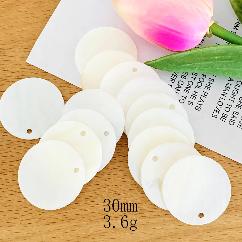 Natural Shell Round Pendant For DIY Handmade Earring Jewelry Making Mother of Pearl Charms Findings Accessories Parts 10PCS natural shell ornaments