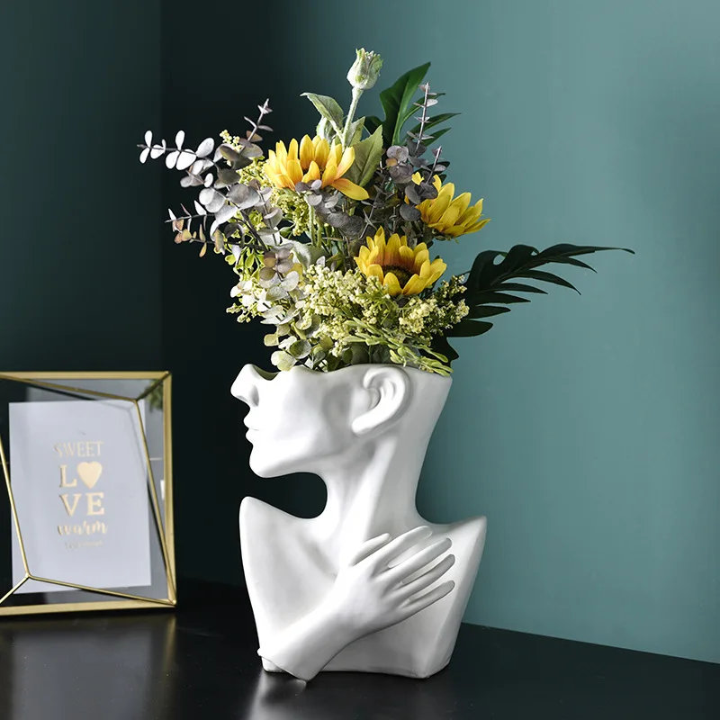 

Desktop Vase Home Decor Creative European Half-length Face Ceramic Flower Pot Portrait Ornaments Fleshy Nordic Face Flower Pot