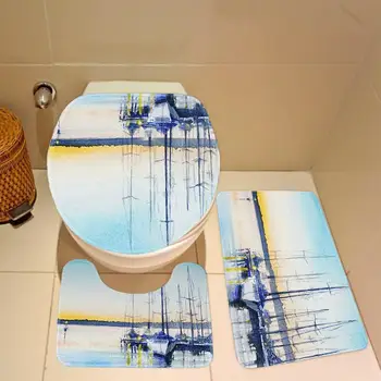 

3pcs Durable TPR Shower Mat Anti Slip Toilet Lid Pad Wear Resistant Seat Cover Sets Soft Breathable for Bathtub Carpet