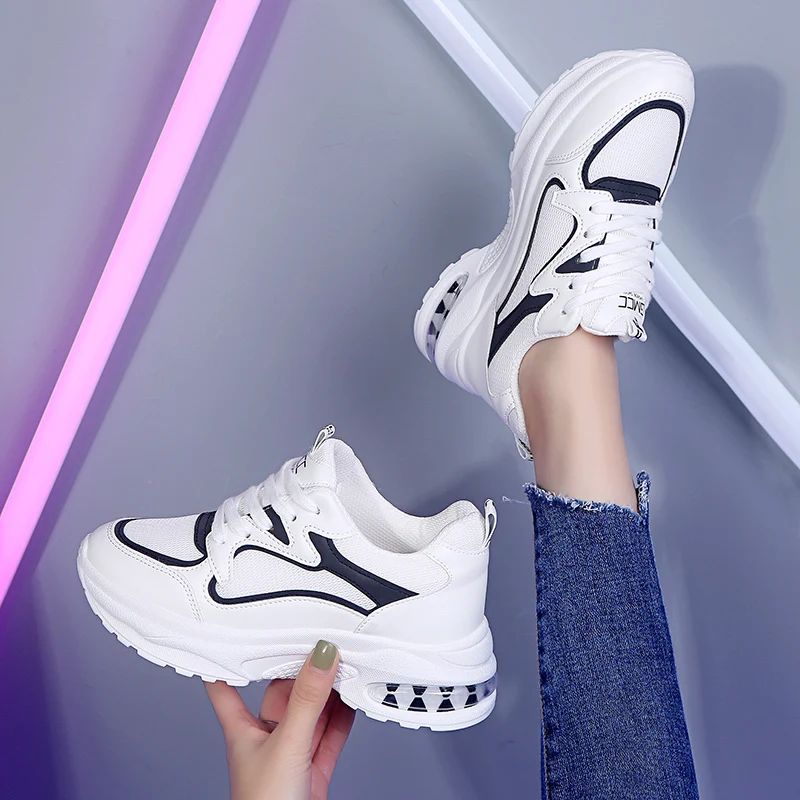 

2020 new women's vulcanized shoes color matching non-slip lace-up mesh breathable trendy personality casual women's shoes U27-46
