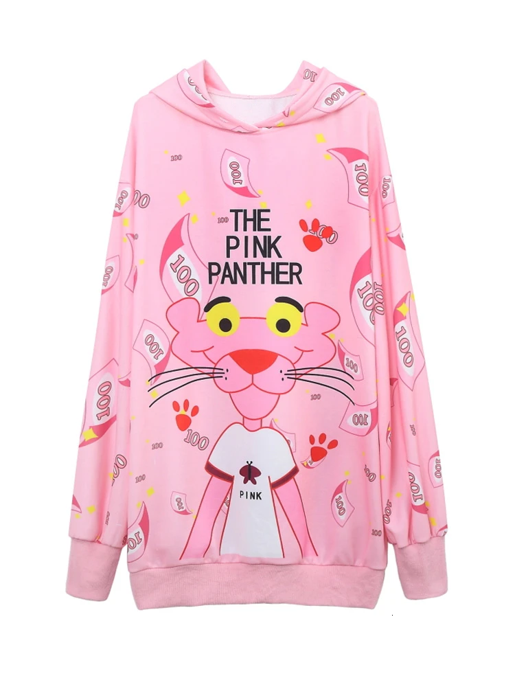 leopard sweater Vefadisa/осенний женский хлопковый Повседневный пуловер с мультяшным принтом, свободный свитер с длинным рукавом и капюшоном, свитер с воротником QYF336 - Цвет: leopard sweater