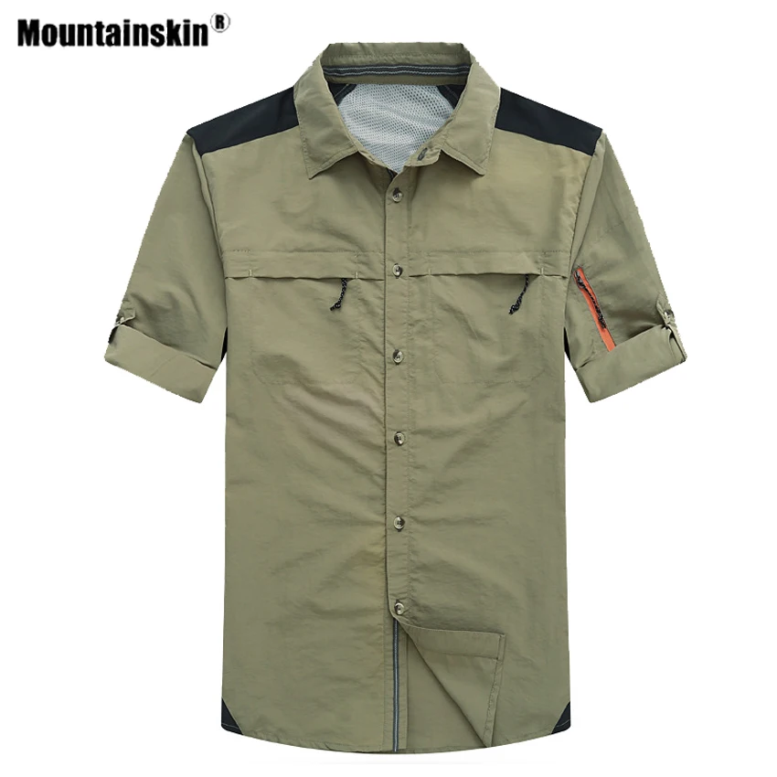 Mountainskin, мужские летние походные рубашки, быстросохнущие, для спорта на открытом воздухе, дышащие, для рыбалки, Походов, Кемпинга, тонкая одежда с соединением внахлёст VA619