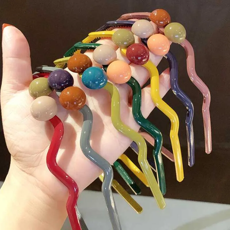 

Girls Cute Candy Color Headband Wavy Thin Sweet Women Girls Kids Elastic Solid Satin Hair Bands DIY Headband Hair Hoop