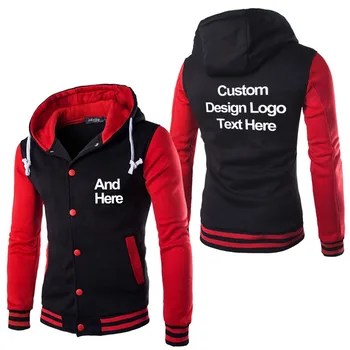 

Brand High Quality Print Diy Custom Design Stylish Men Casual Hoodies Cool Slim Baseball Jacket Coat Drop shipping