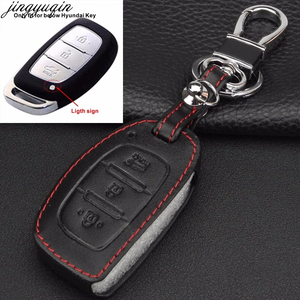 Кожаный чехол для ключа с дистанционным управлением и 3 кнопками Hyundai Avante /Porter