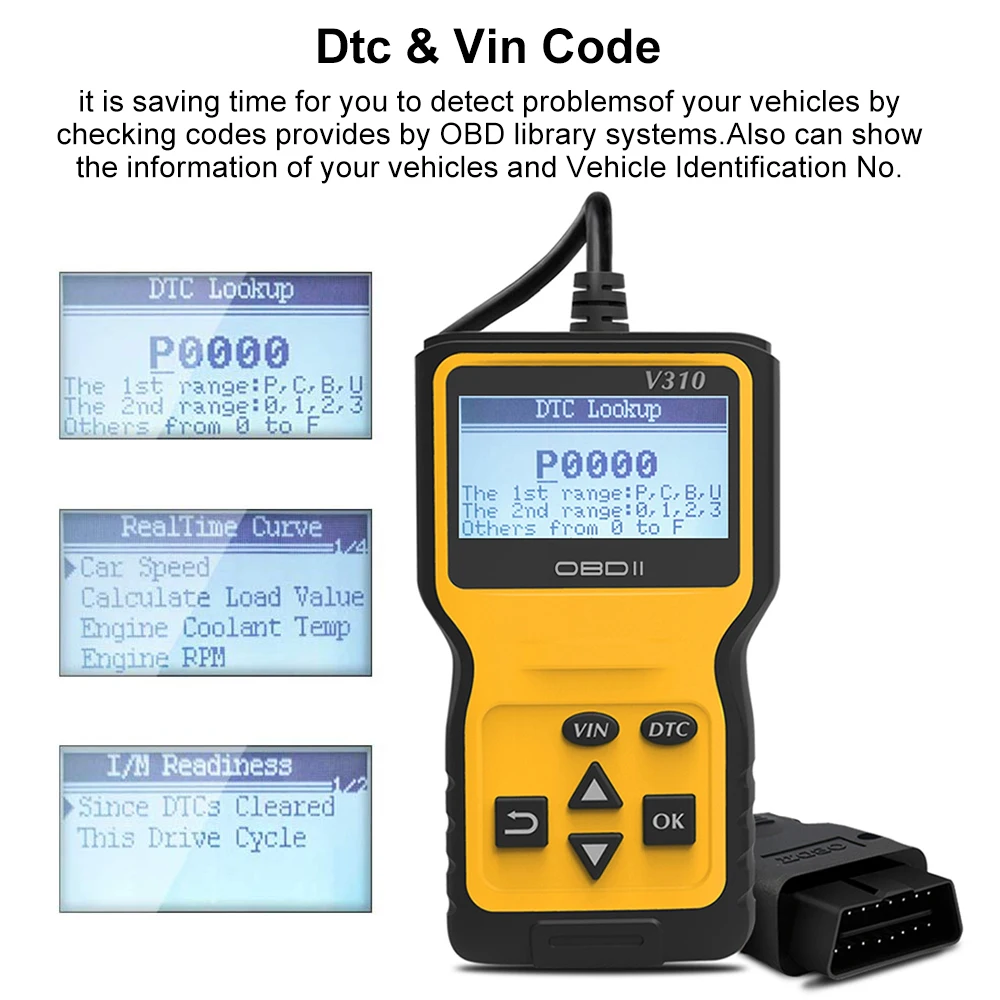 Viecar V310 полный OBD2 V 310 V1.1 считыватель кодов OBDII/EOBD OBD OBDII автомобильный диагностический инструмент l obd2 сканер automotriz