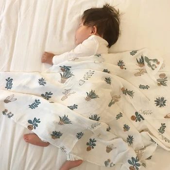 

120x120cm Muslin Squares Baby Quilted Blanket Bamboo Cotton Baby Wrap Cloth Blanket Infant Crib Quilt Swaddle For Newborns