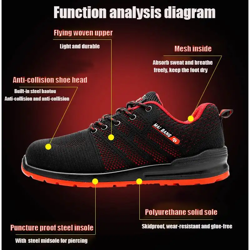 Atrego/мужские и женские защитные ботинки со стальным носком; трикотажная Нескользящая дышащая Повседневная защитная обувь