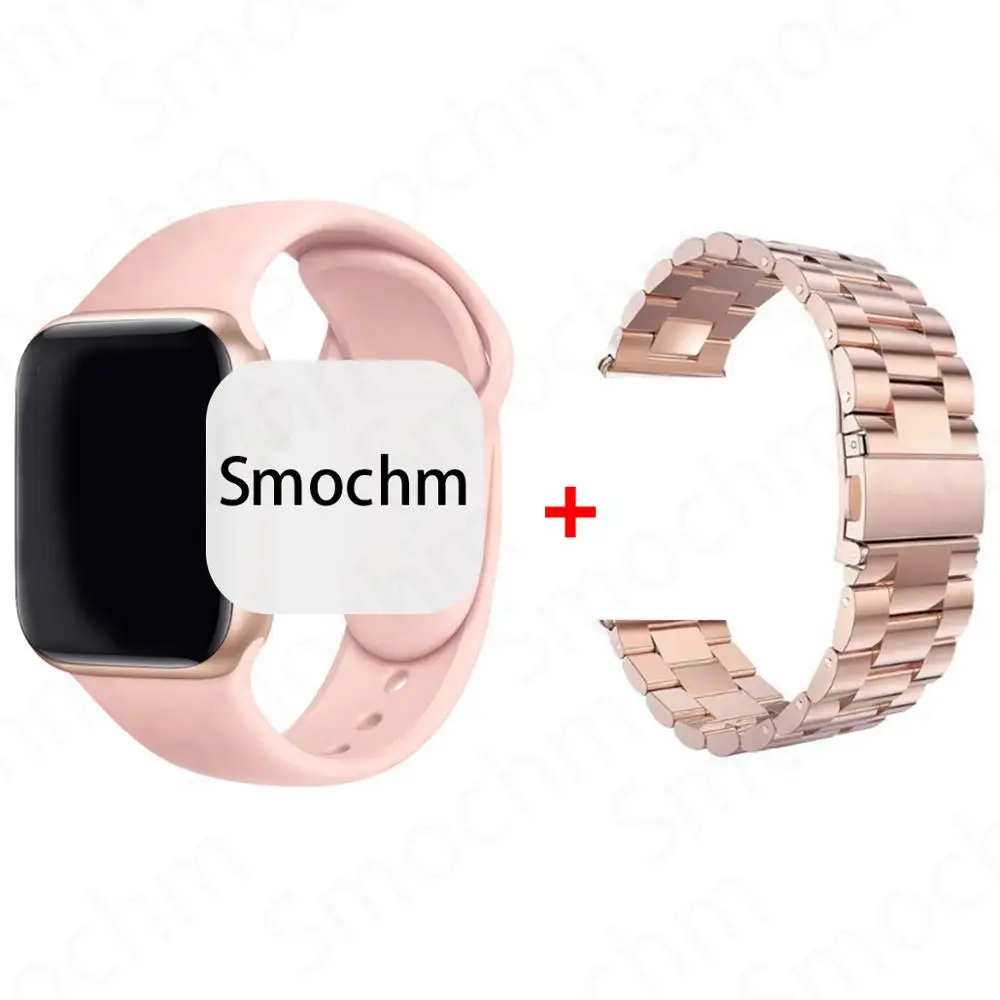 Smochm IWO 8 Plus DIY новые умные часы Bluetooth 1:1 Series 4 Беспроводное зарядное устройство MTK2502 обновлено для Apple Watch iPhone Android - Цвет: RoseG RoseGStainles