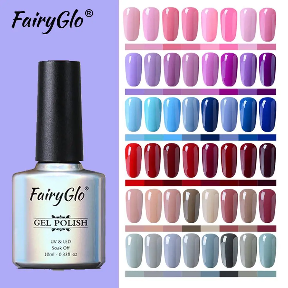 

FairyGlo 10ml Nude Color Gel Nail Polish Soak Off Wine Red Blue Series Hybrid Gel Varnish Nail Art UV LED Gel Polish Lacquer