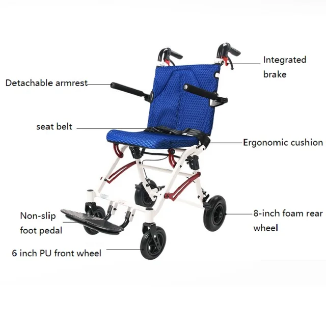 Hot sale portable folding wheelchair for disabled elderly travel 4