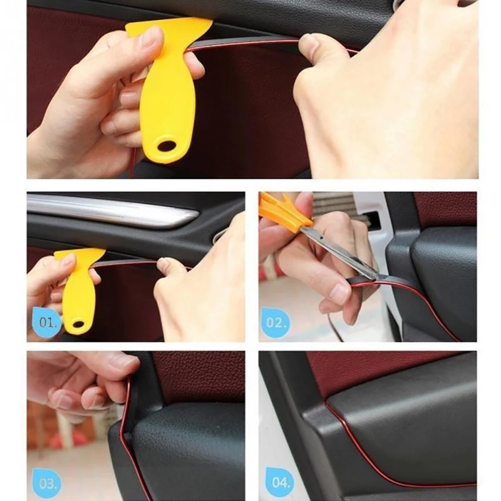 5M DIY Strip Car Interior Molding Door Line Air Vent Panel Styling Tape Decor Car Door Protector Strip Guard Edge Strips Sticker