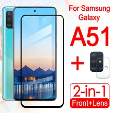For Samsung A51 Case Galaxy A 51 Phone Cover shell phone cases Screenprotector Glas With Camera Lens Protector 2in1