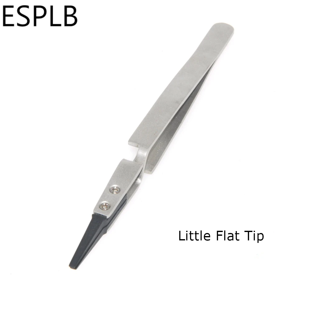 Flat/Straight/Curved Plastic Tip Reverse Tweezers Stainless Steel Handle Silver-Black Newest Tweezers