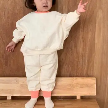 

2020 Baby Clothes Set Fleece Solid Sweatshirts And Pants Winter Children 2 Piece Suit Baby Girls Clothing Baby Boys Outfits