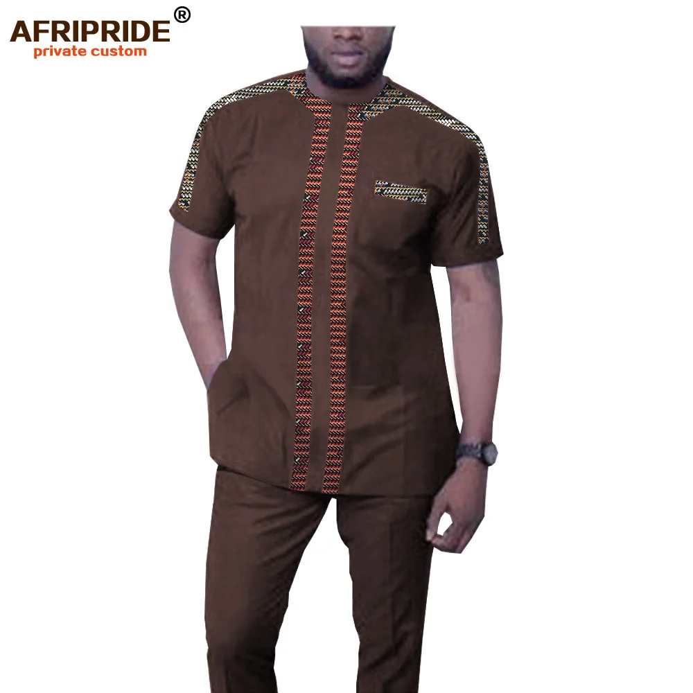 Great Value African men`s tracksuit dashiki printed blouse and pants set ankara clothing short sleeve shirts suit AFRIPRIDE A1916045