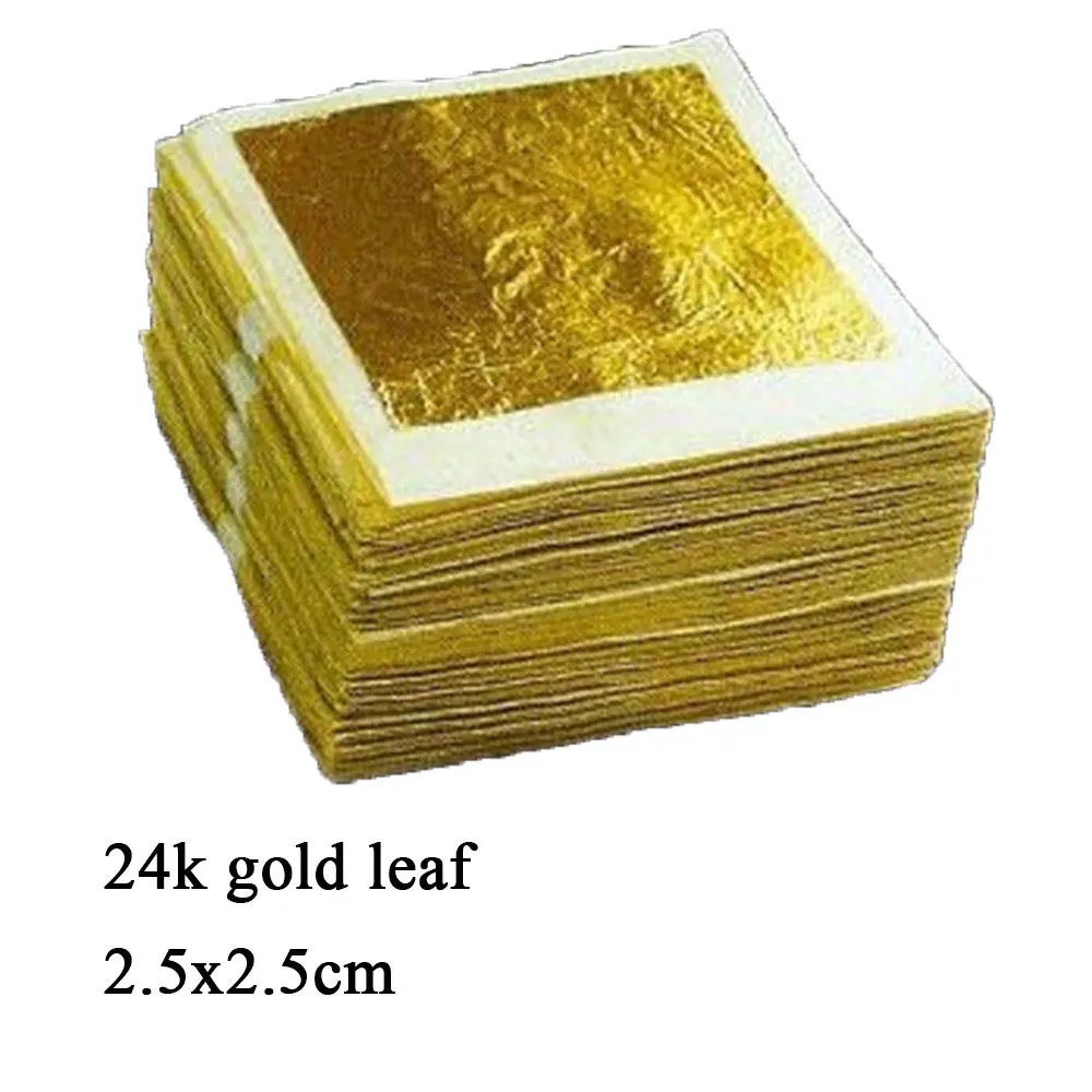 

24K Edible Gold Leaf Foil 2.5x2.5 cm 100 Sheets Gilding Paper for Painting Drug Decoration Food Decoration Art Crafts