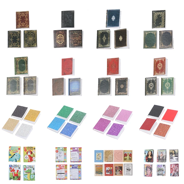 24 Pieces 1:12 Scale Miniatures Dollhouse Books Assorted Miniatures Books  Dollhouse Mini Books Dollhouse Decoration Accessories Doll Toy Supplies for