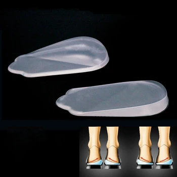 

1 Pair Foot Care Orthotic Insoles Soft Silicone Heel Pads Transparent Lift Insert Pads For O/X Legs Correction Healthy Care A4