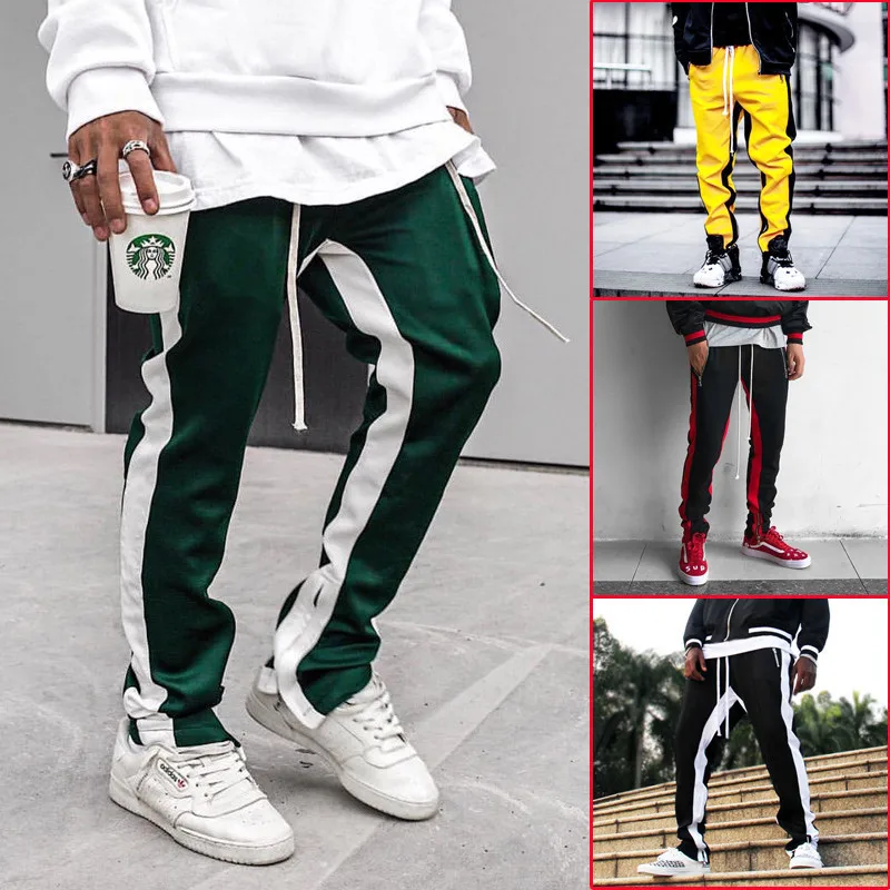 

2019 Autumn And Winter New Style MEN'S Trousers European Version of Fitness Straight-Cut Mixed Colors Connected MEN'S Sports Pan