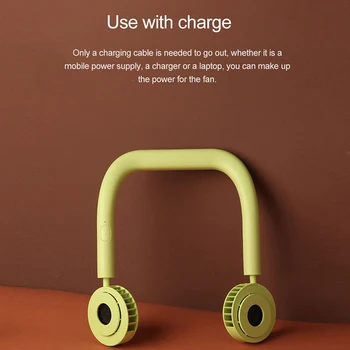 

Leafless Fan USB Rechargeable Neckband Lazy Neck Hanging Style Dual Cooling Fan Portable Personal Wearable Neckband Fan Outdoor