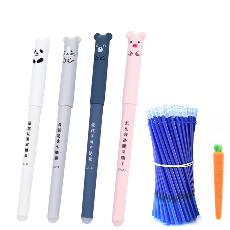 

26Pcs/Lot Animals Erasable Pen 0.35mm Cute Panda Cat Pens Washable Handle Gel Pen 0.35 mm Refill Rods School Kawaii Stationery