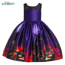 LONSANT/костюм на Хеллоуин; рождественское карнавальное платье для девочек; Цвет фиолетовый, оранжевый; детское кружевное платье с открытой спиной; детское праздничное платье на день рождения; N30