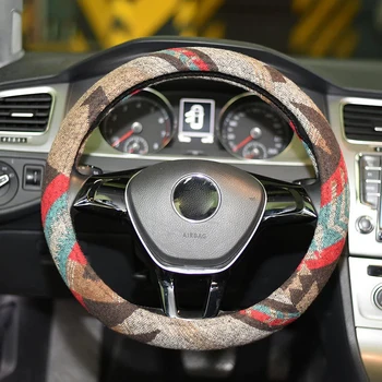 

Boho Steering Wheel Cover Model 37 38 CM for Universal vehicle Car Braid on the Steering Wheel Cover funda volante cuero