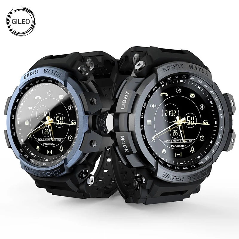 

GILEO Smart watch sport men android with camera GPS Support Pedometer Bluetooth 4.0 Wristwatch for IOS Android Phone