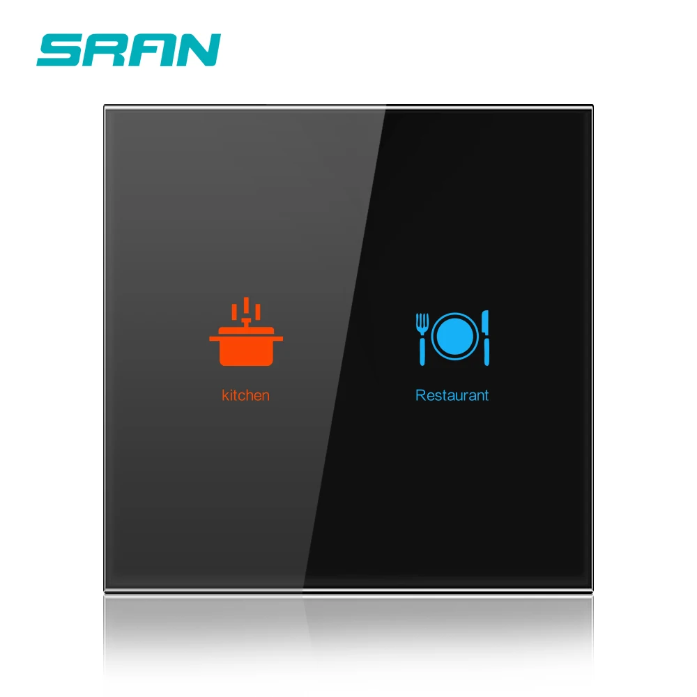 SRAN роскошный настенный сенсорный переключатель датчика, ЕС стандартный светодиодный светильник Переключатель 220 v, выключатель питания, черного цвета с украшением в виде кристаллов, стекло, 1/2/3gang 2way переключатель