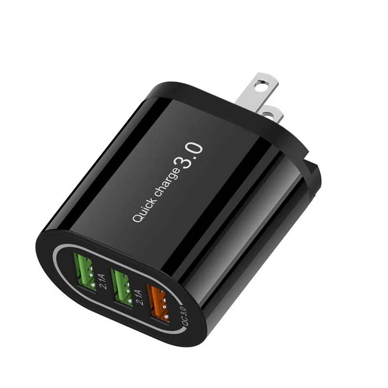 18 Вт Быстрая зарядка 3,0 USB зарядное устройство 3 порта QC3.0 Быстрая зарядка для iPhone 11 11Pro Max samsung S10 huawei P30 настенное зарядное устройство адаптер - Тип штекера: Black US Plug