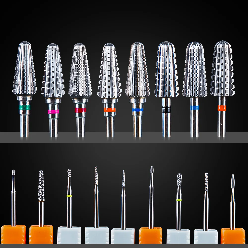 5 in 1 Carbide Tungsten Volcano Tornado Nail Bit 3/32 Shank Fast Remove Acrylic Hard Gel Dual Rotation Manucure Milling Cutters nail drill bit nail drill bits