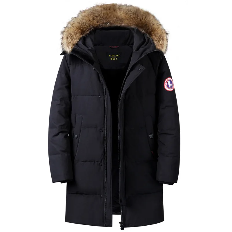 new men's winter long down jacket Male camouflage fur collar thick coat High quality white duck down outdoor snow coat