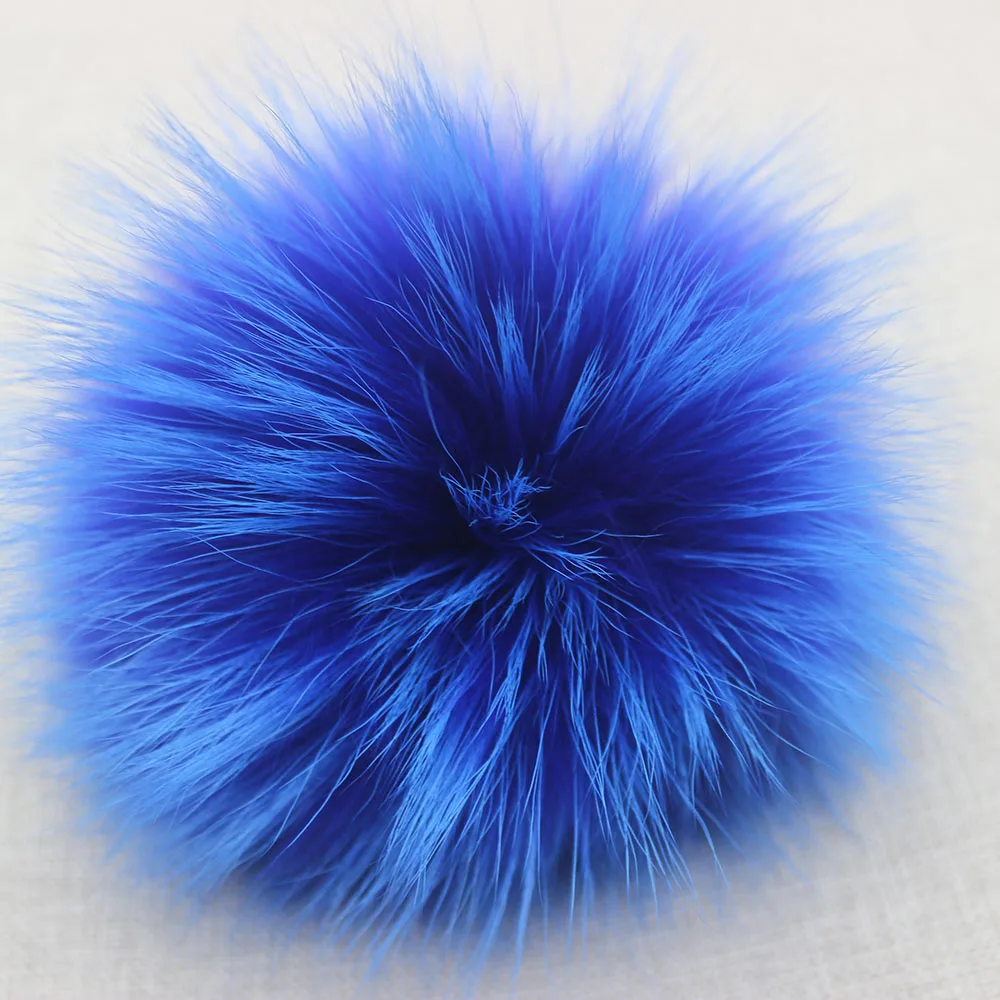 Big Colorful Fluffy Real Fur Fox Raccoon Pompoms With Button DIY Poms Balls Natural Fur Pompon For Hats Caps Shoes Whosale 