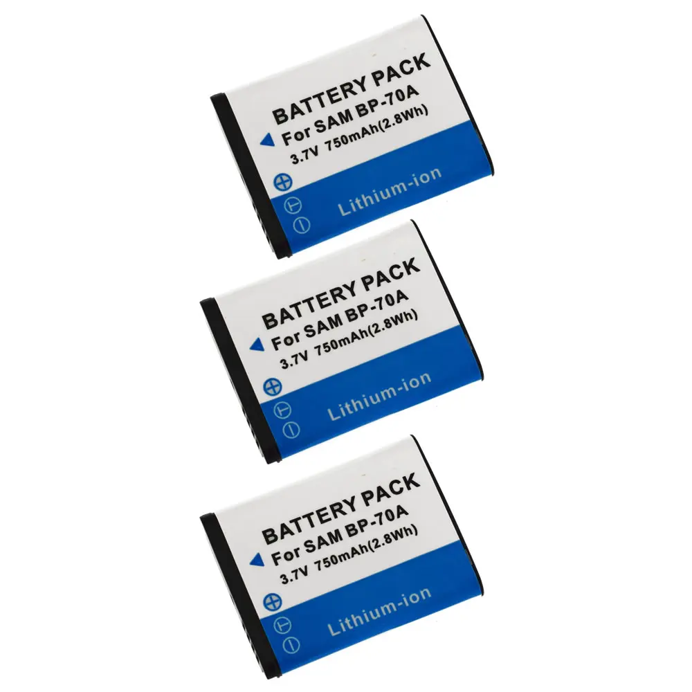 3 шт. BP-70A батарея для Samsung SL50 SL600 SL605 SL630 TL105 TL110 TL125 TL205 WB30F WB31F WB32F WB35F WB50F WB51F WB52F WP10 |