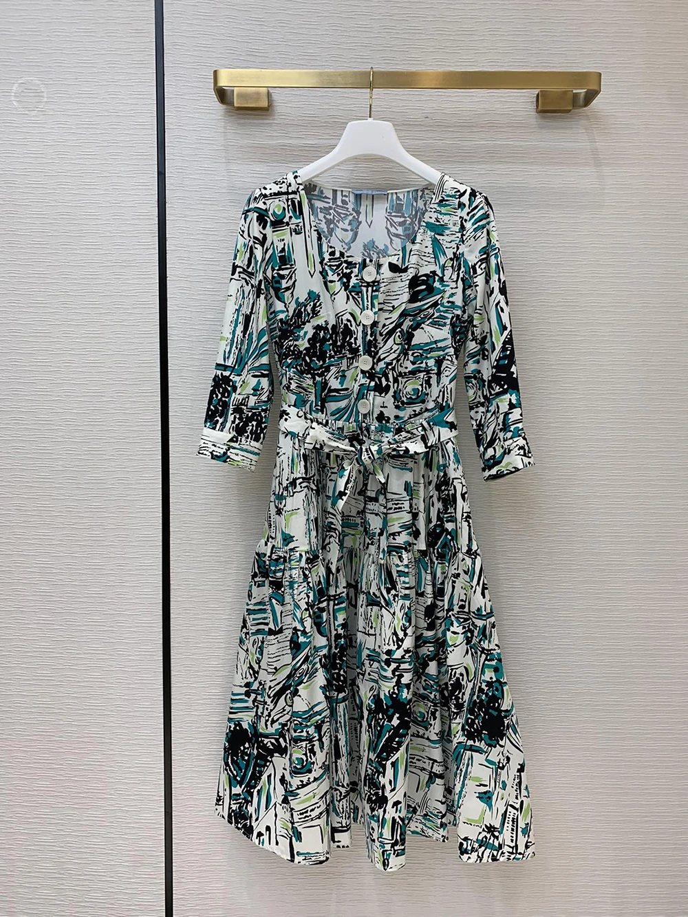 Новинка осени 2020 женское платье с рисунком и рукавом три четверти|Платья| |