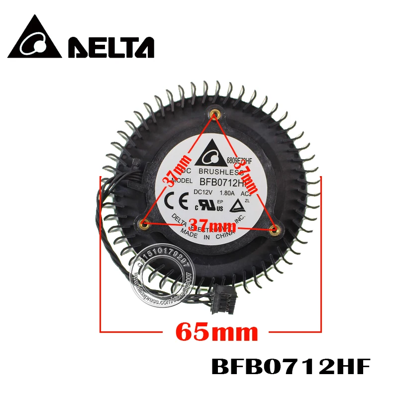 Бесплатная доставка BFB0712HF 65 мм 37*37*37 12 В 1.8A для ZOTAC GTX680 GTX670 GTX460 480 580 охлаждающий