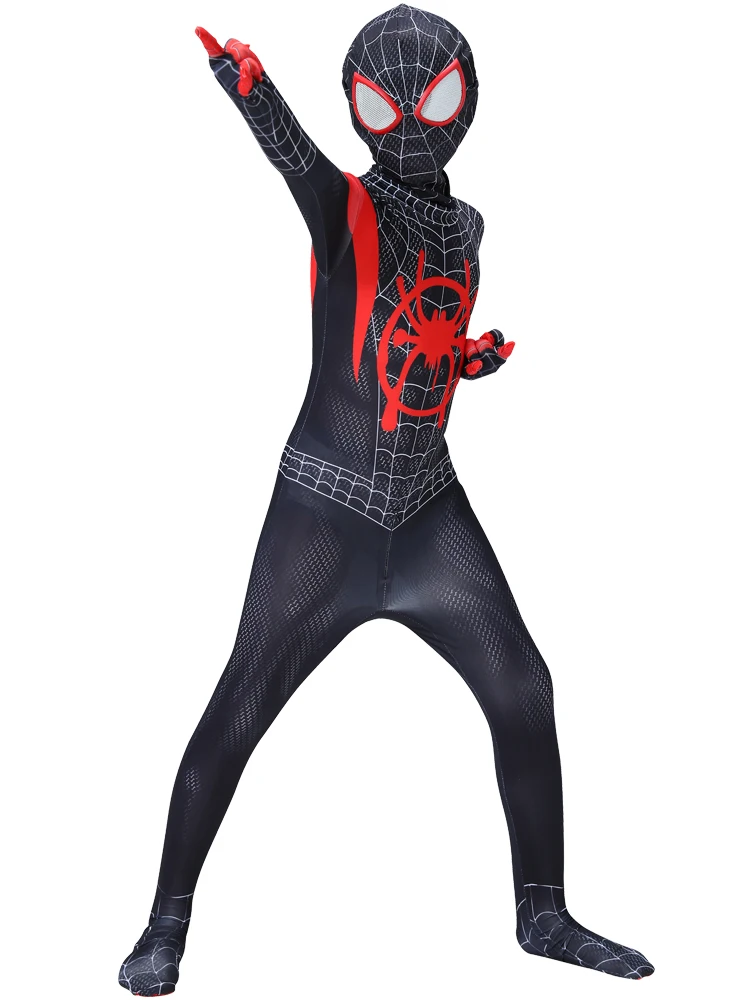 spider costueme man fantasia miles morales zentai costumes white Man For kids Cosplay Suit Red And Black Adult Men's boy costume 5