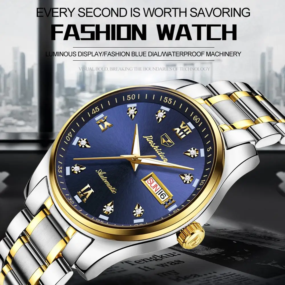 Мужские механические часы Роскошные сапфировые зеркальные золотые и алмазные