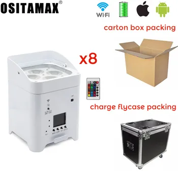 

4x12w RGBWA UV 6IN1 LED Battery Par Light Wireless DMX Phone WIFI Remote Control Uplight Par Can Wash Wedding Party Decoration